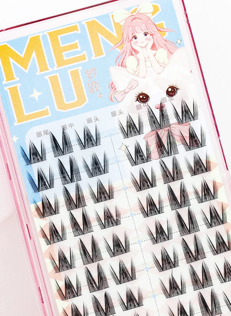 New Doll Lashes Extension Natural Cat Eye False Eyelashes Cosplay Makeup Cross Strip Eye Lashes Handmade Manga Anime Lash
