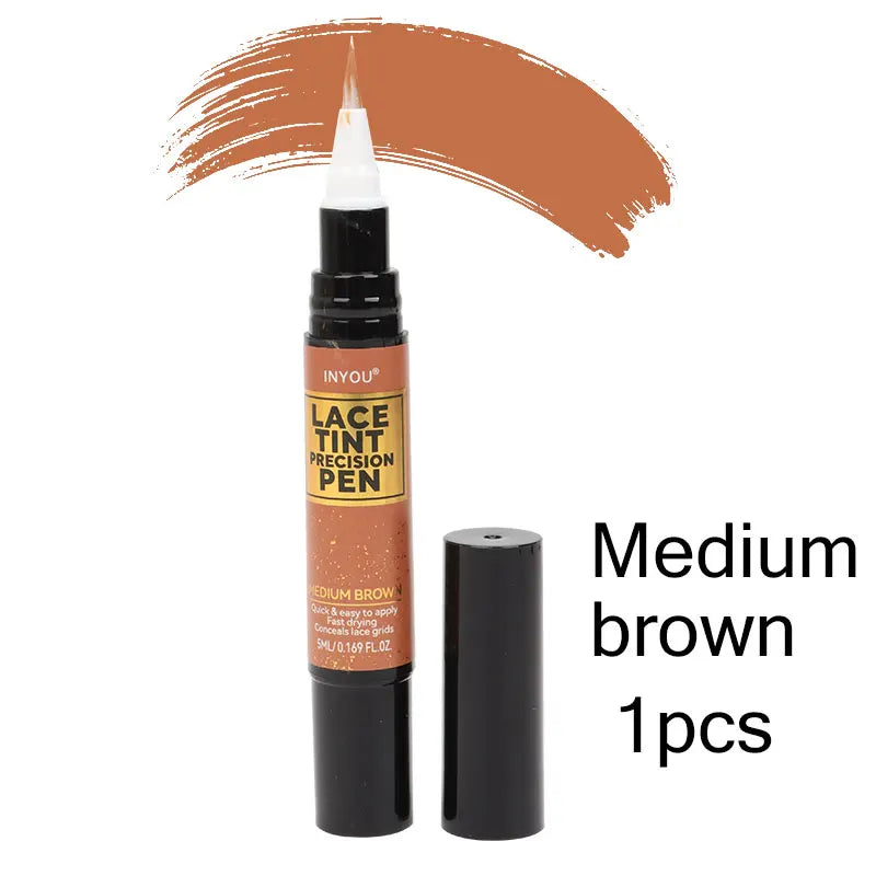 Lace Tint Pen Tinted Lace Precison Parting Pen Black Medium Dark Light Brown 5Ml 0.17Oz - Wig Lace Tint With Brush Applicatior