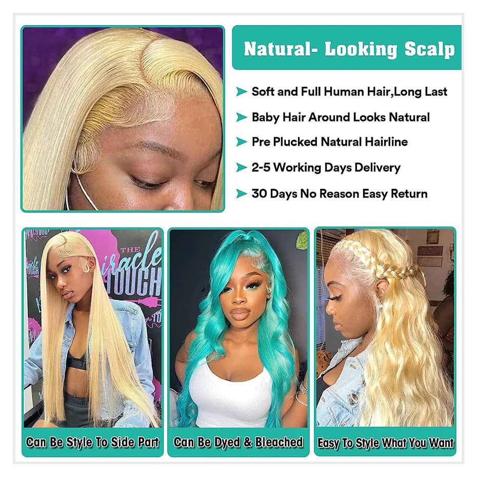 Real 13x4 13x6 HD Lace Frontal Wig 613 Blonde Lace Front Wig Human Hair Bone Straight Human Hair Wigs Pre Plucked with Baby Hair