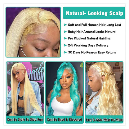 Real 13x4 13x6 HD Lace Frontal Wig 613 Blonde Lace Front Wig Human Hair Bone Straight Human Hair Wigs Pre Plucked with Baby Hair