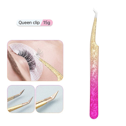 1 Pc Eyebrow Tweezers for Lashes Artists Ice Flower Anti-Static Stainless Steel Eyelash Extension Makeup Tweezer Tools