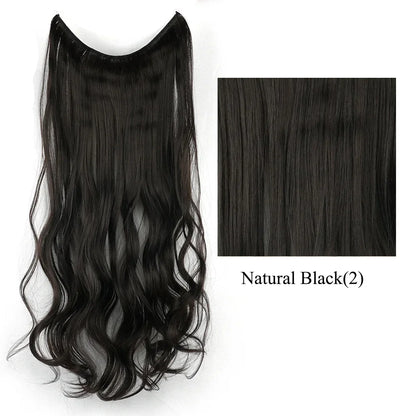 22'' 26'' Long Straight Blonde Synthetic Halo Hair Extensions Fish Line Invisible Hairpiece Extension Fake Hair for Girls