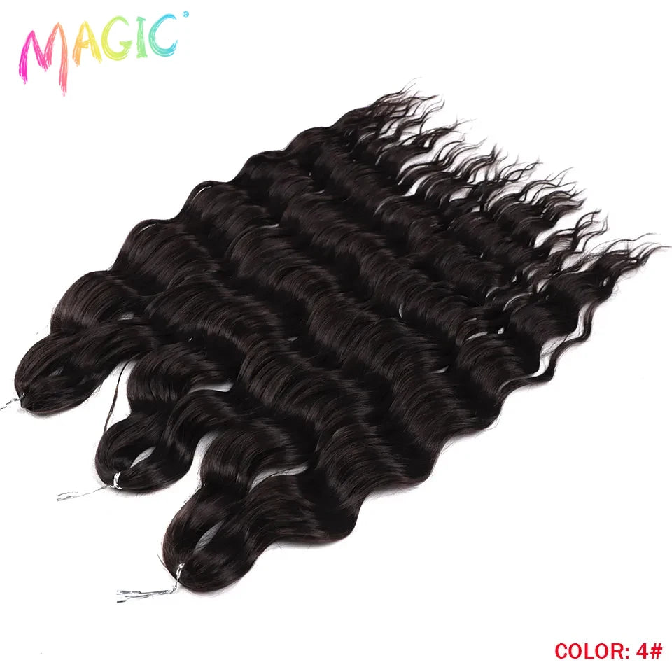 Magic Hair Synthetic Loose Deep Wave Braiding Hair Extensions 24 Inch Water Wave Braid Hair Ombre Blonde Twist Crochet Curly Hai
