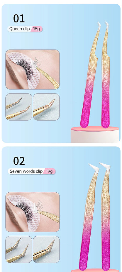 1 Pc Eyebrow Tweezers for Lashes Artists Ice Flower Anti-Static Stainless Steel Eyelash Extension Makeup Tweezer Tools