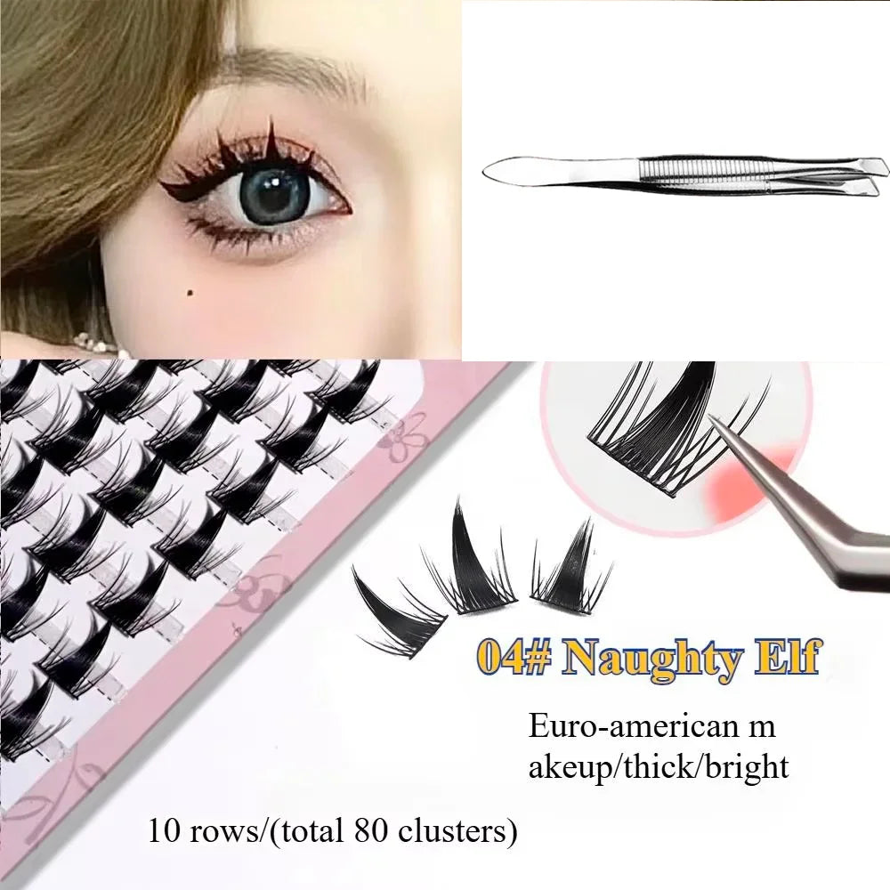 3D DIY Segment False Eyelashes – Glue-Free, Easy Wear, Reusable Cluster Lashes for Natural Korean Look & Eye-Enlarging Daily Mak