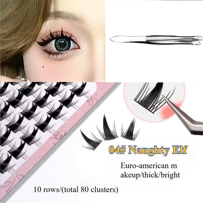 3D DIY Segment False Eyelashes – Glue-Free, Easy Wear, Reusable Cluster Lashes for Natural Korean Look & Eye-Enlarging Daily Mak