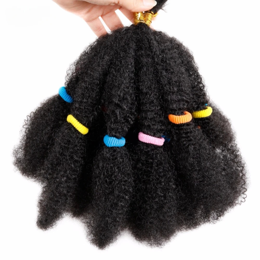 Braids Hair Afro Kinky Bulk Afro Curly Synthetic Hair Short 12" Crochet Braiding Hair Extensions For American African Women