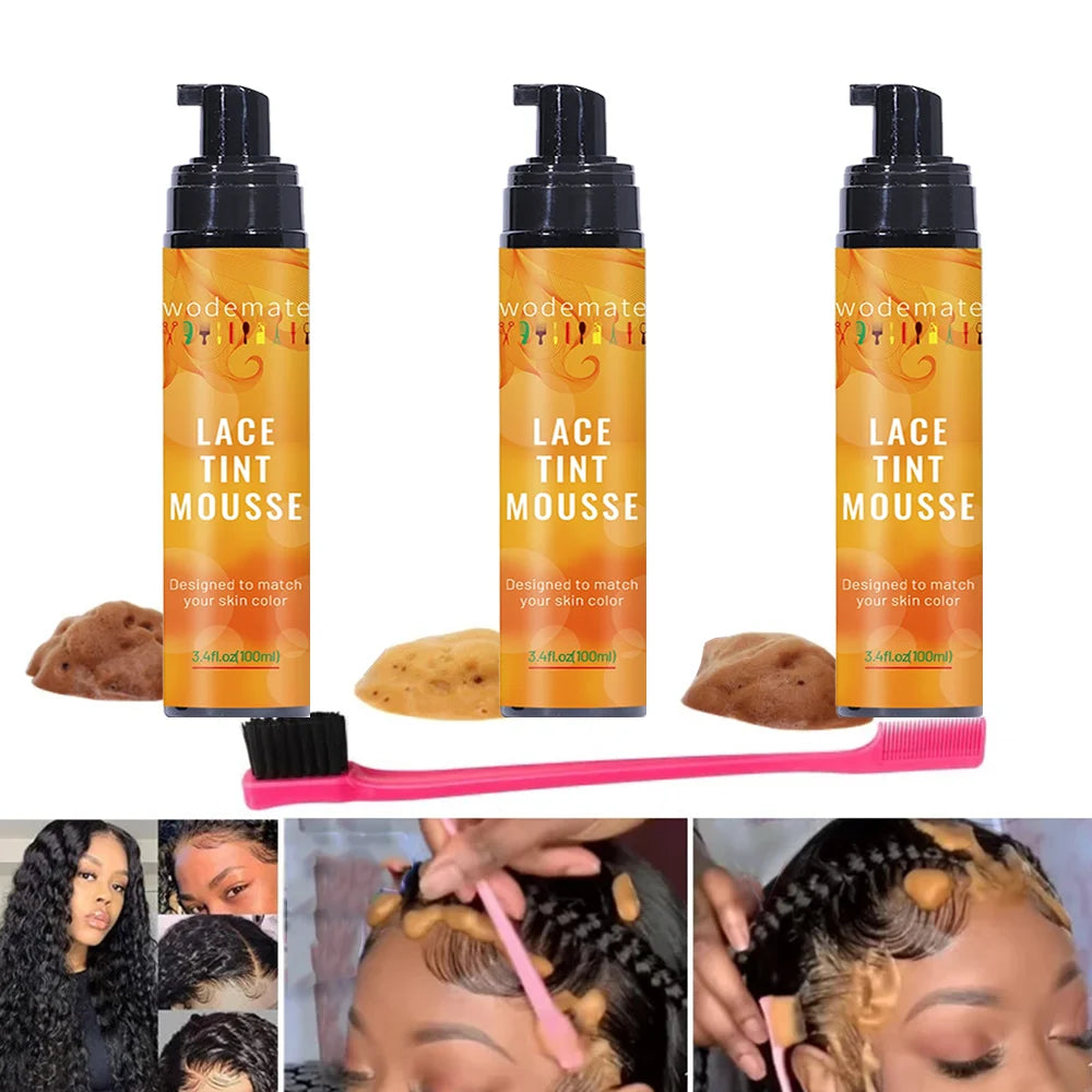 Lace Tint Mousse Easy Tinting Lace Tint Spray For Wigs Quick-Drying and Safe and Convenient Dyed Mousse Foam Sweat Resistant
