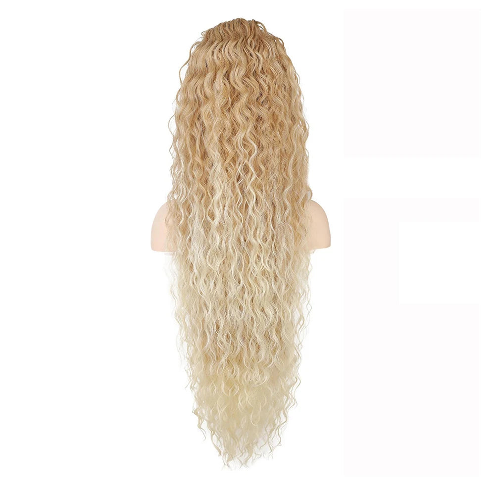 Ponytail Extension Synthetic Hairpieces 36 Inch Long Straight Drawstring Ponytail Fake Tails Natural Soft Clip in Hair Extension