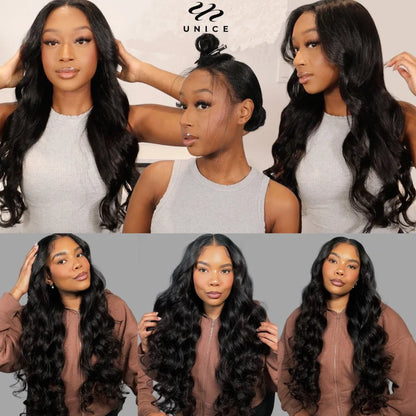 UNice Hair Upgraded Body Wave U Part Wig / V Part Wig With Elastic Drawstring 100% Human Hair Upart Wig Minimal Leave Out