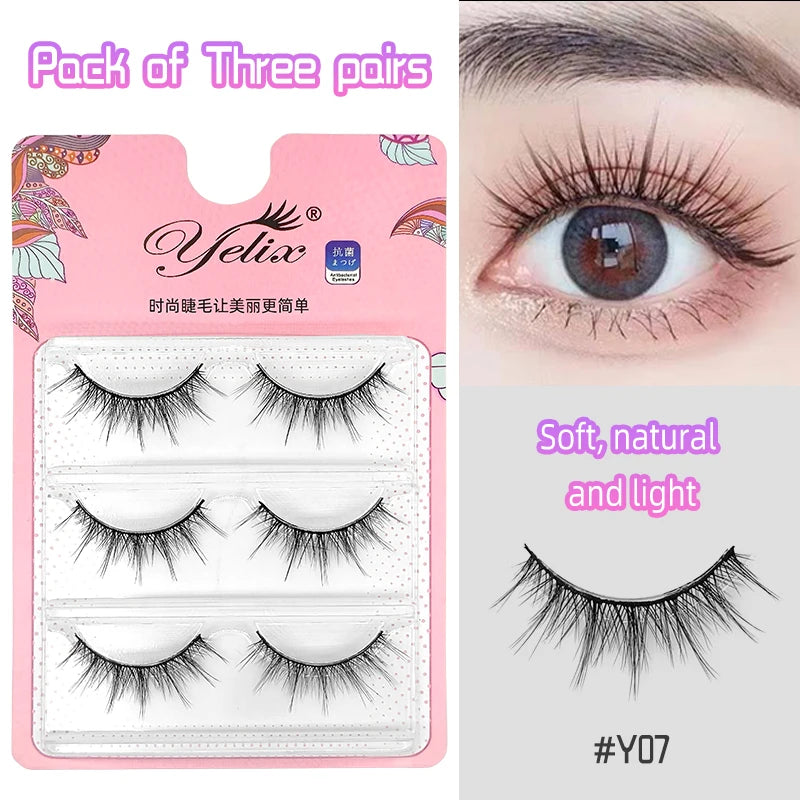 Yelix Manga Lashes With Clear Band Natural Eyelashes Spiky Asiatic Eye Soft Wispy Lashes 2024 Girl Group False Lashes