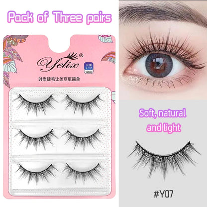 Yelix Manga Lashes With Clear Band Natural Eyelashes Spiky Asiatic Eye Soft Wispy Lashes 2024 Girl Group False Lashes