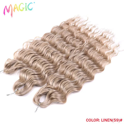 Magic Hair Synthetic Loose Deep Wave Braiding Hair Extensions 24 Inch Water Wave Braid Hair Ombre Blonde Twist Crochet Curly Hai