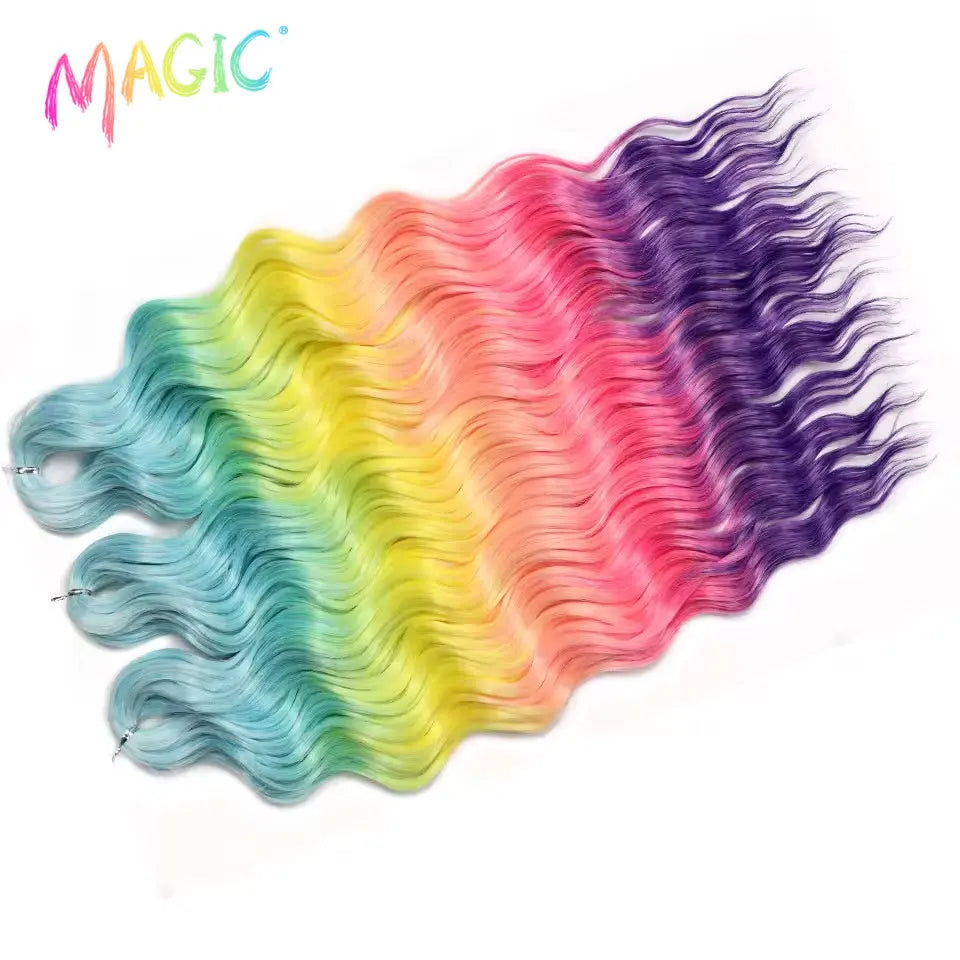 Magic Hair Synthetic Loose Deep Wave Braiding Hair Extensions 24 Inch Water Wave Braid Hair Ombre Blonde Twist Crochet Curly Hai