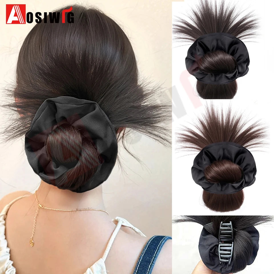 synthetic Half-tie Hair Claw Feather Shuttlecock Head Lazy Meatball Head Crab Clip Wig Catch Clip High Ponytail Hair Accessories