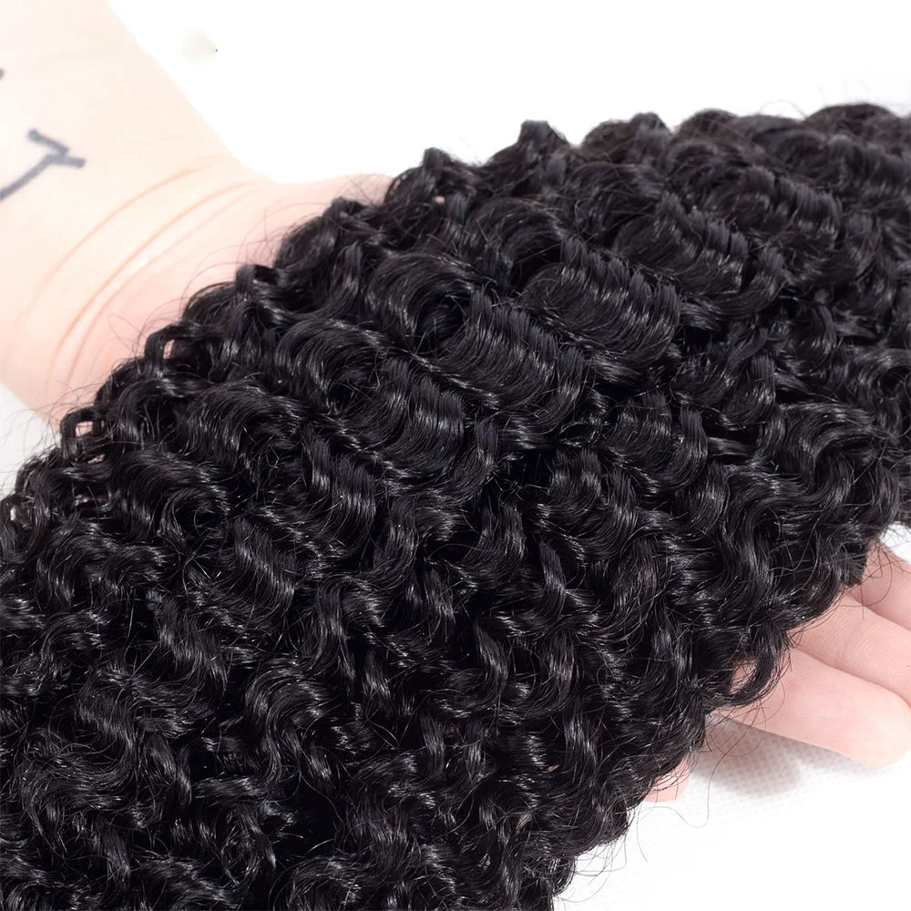 Mongolian Curly Hair Weave Bundles Virgin Kinky Curly Human Hair Bundle 100% Unprocessed Hair Extensions Natural Black Color