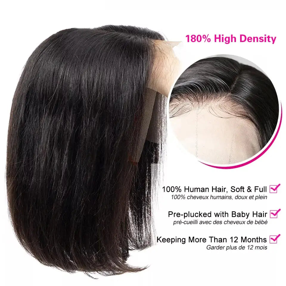 Glueless Wigs Human Hair Wear Go Bob Wigs Straight Lace Front Pre Plucked 13x4 HD Brazilian Transparent Lace Frontal Wig on Sale