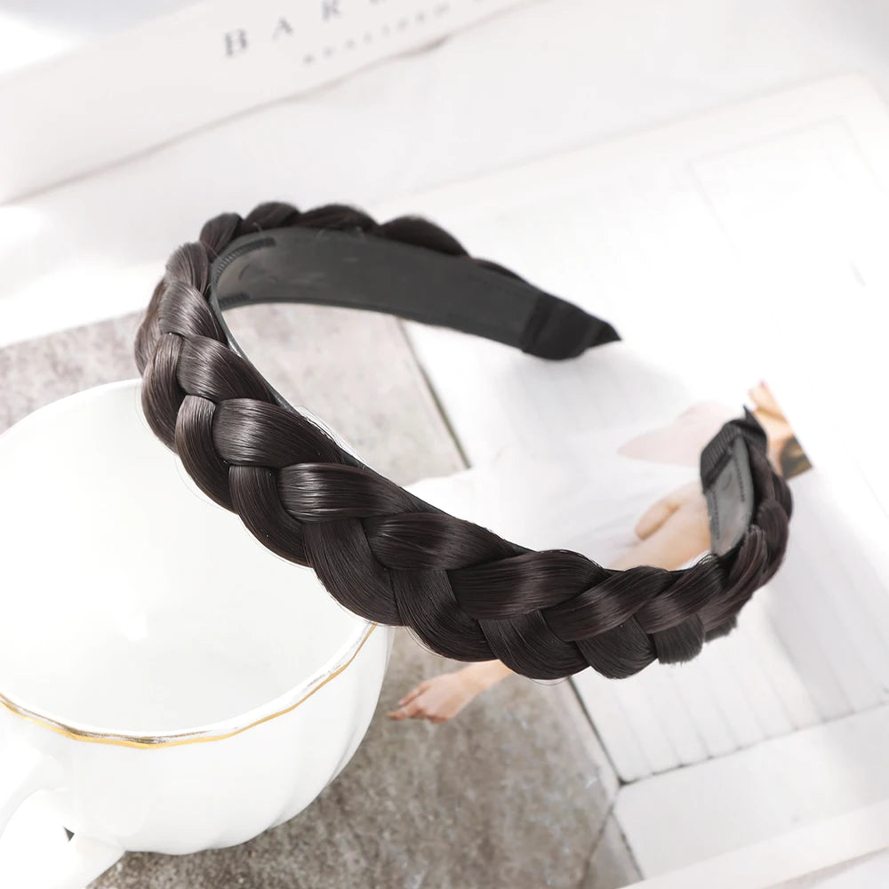 Braided Wig Headband Black Brown Fashion Hair Hoops Headband Ladies Girls Wash Face Hair Accessories Summer New Hair Bands
