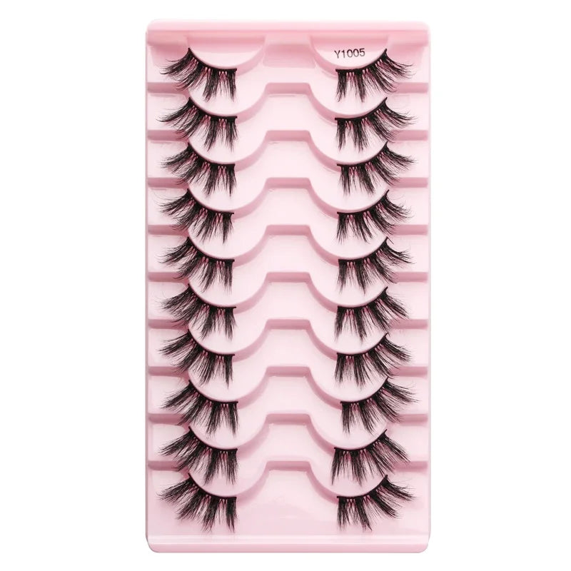 Cat Eye Lash 3/5/10 Pairs Half Lashes Natural Long False Eyelashes Wispy 3D Mink Lashes Volume Faux Cilios Extension Makeup Tool