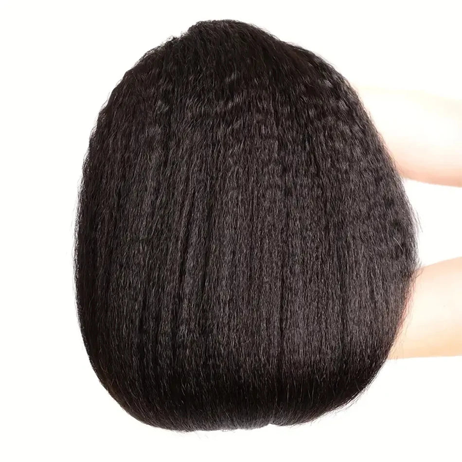 12A Raw Indian Kinky Straight 3 Bundles With Closure Human Hair Bundles With HD Frontal Yaki Straight Weave Bundles With Frontal