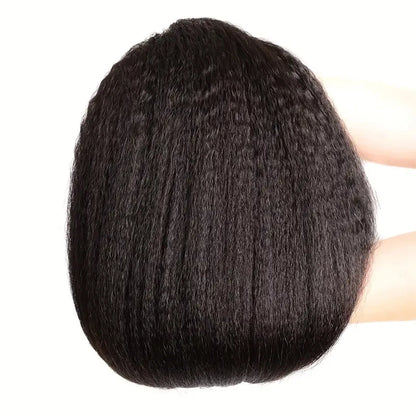 12A Raw Indian Kinky Straight 3 Bundles With Closure Human Hair Bundles With HD Frontal Yaki Straight Weave Bundles With Frontal