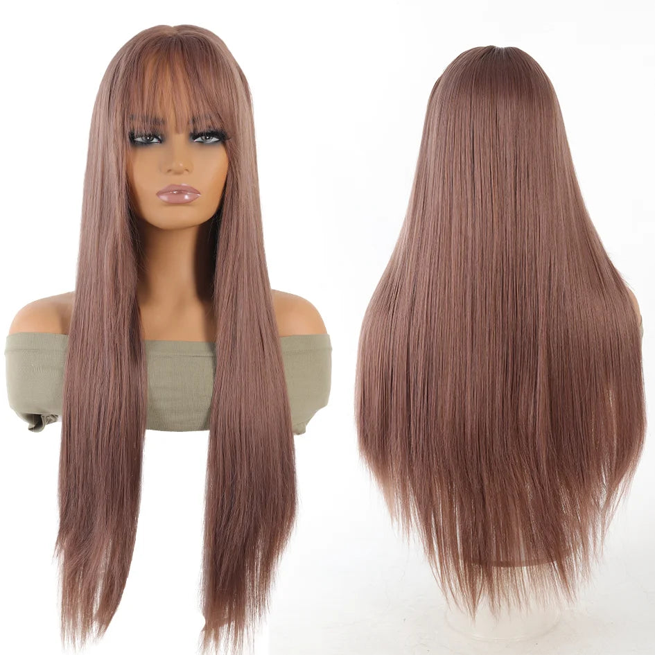 Synthetic wig linen long straight hair with bangs long curly hair ponytail extensions dirty braids Halloween Christmas gifts