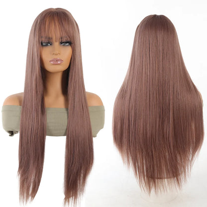 Synthetic wig linen long straight hair with bangs long curly hair ponytail extensions dirty braids Halloween Christmas gifts