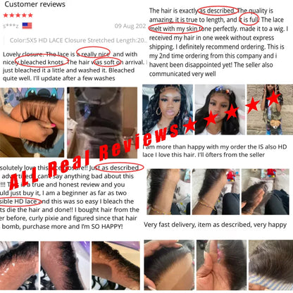 Invisible 5x5 HD Lace Closure Melt Skin Pre Plucked HD Transparent Lace Straight 6x6 7x7 HD Lace Closures Only 100% Human Hair