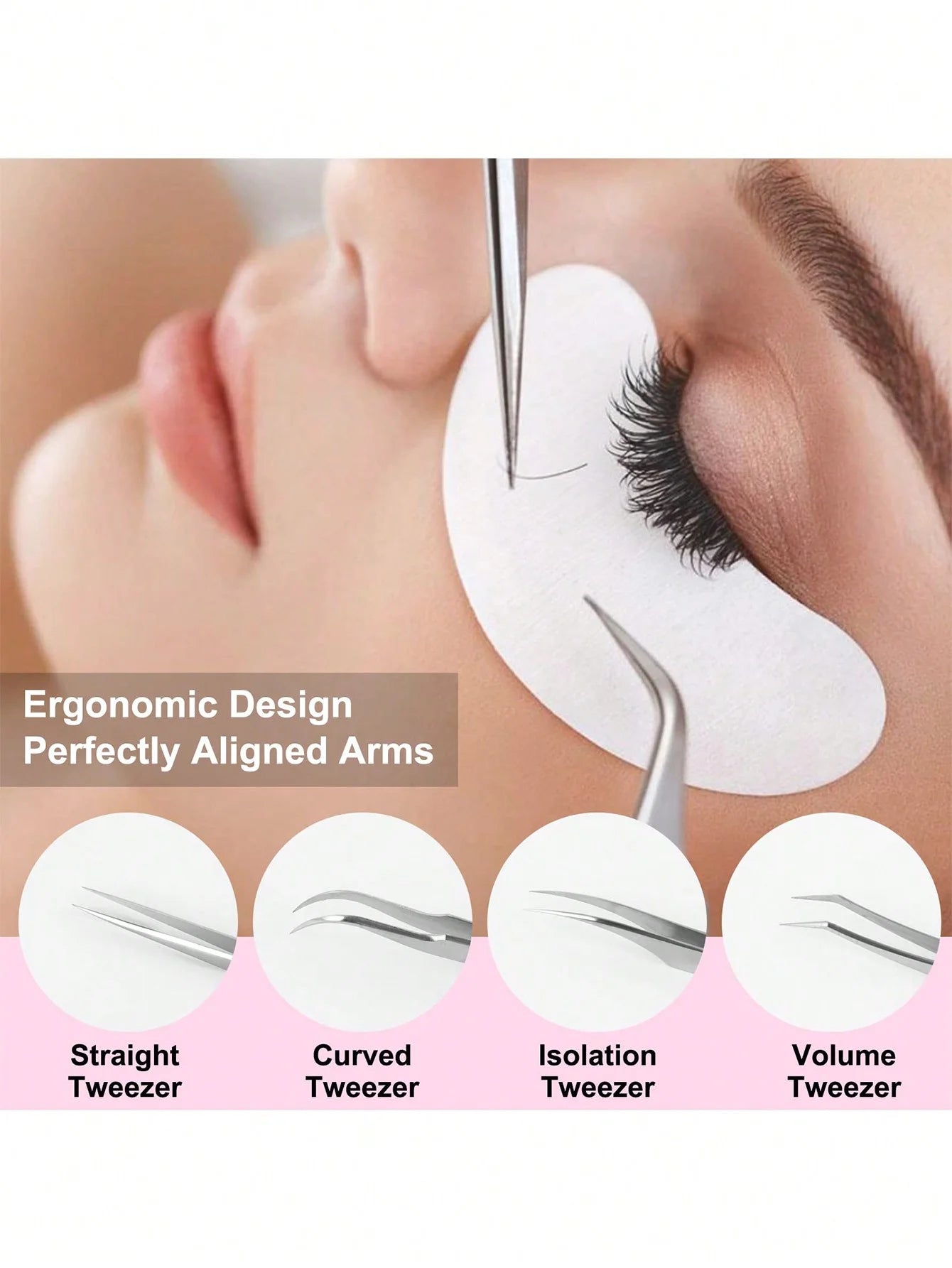 4PCS Eyelash Extensions Tweezers Set  Stainless Steel Tweezers for DIY Lash Extension and Removal Eyebrow Tweezers Nippers Eyela