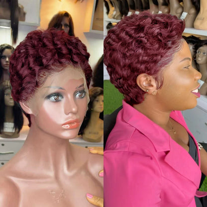Human Hair Wig Pixie Cut Wig Short Bob Curly Pre Plucked 13x4 Lace Front Wigs Human Hair