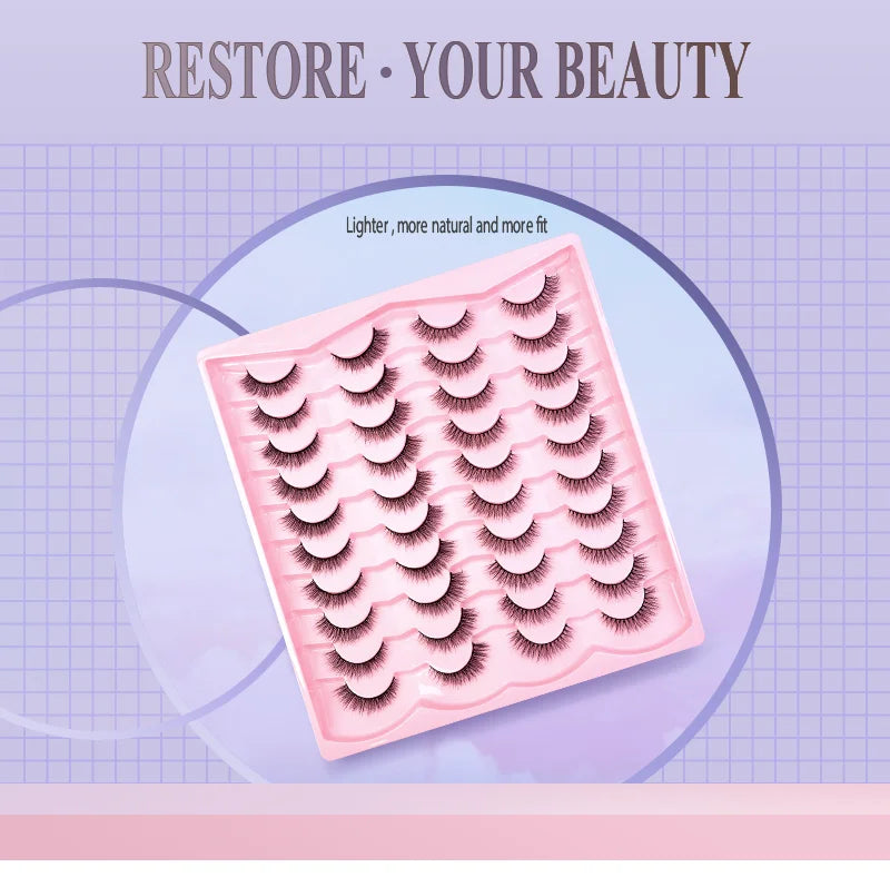 Lashes 20 Pairs 3D Faux Mink Eyelash Natural Look False Eyelashes Dramatic Volume Thick Lashes Extension Makeup For Women