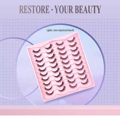 Lashes 20 Pairs 3D Faux Mink Eyelash Natural Look False Eyelashes Dramatic Volume Thick Lashes Extension Makeup For Women