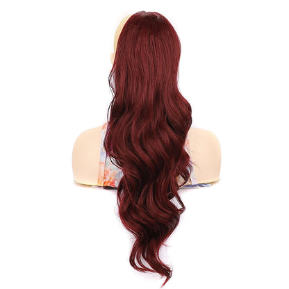 Ponytail Extension 24Inch Long Natural Wavy Drawstring Pony tail for Women Synthetic Heat Resistant Hairpiece for Daily Use part