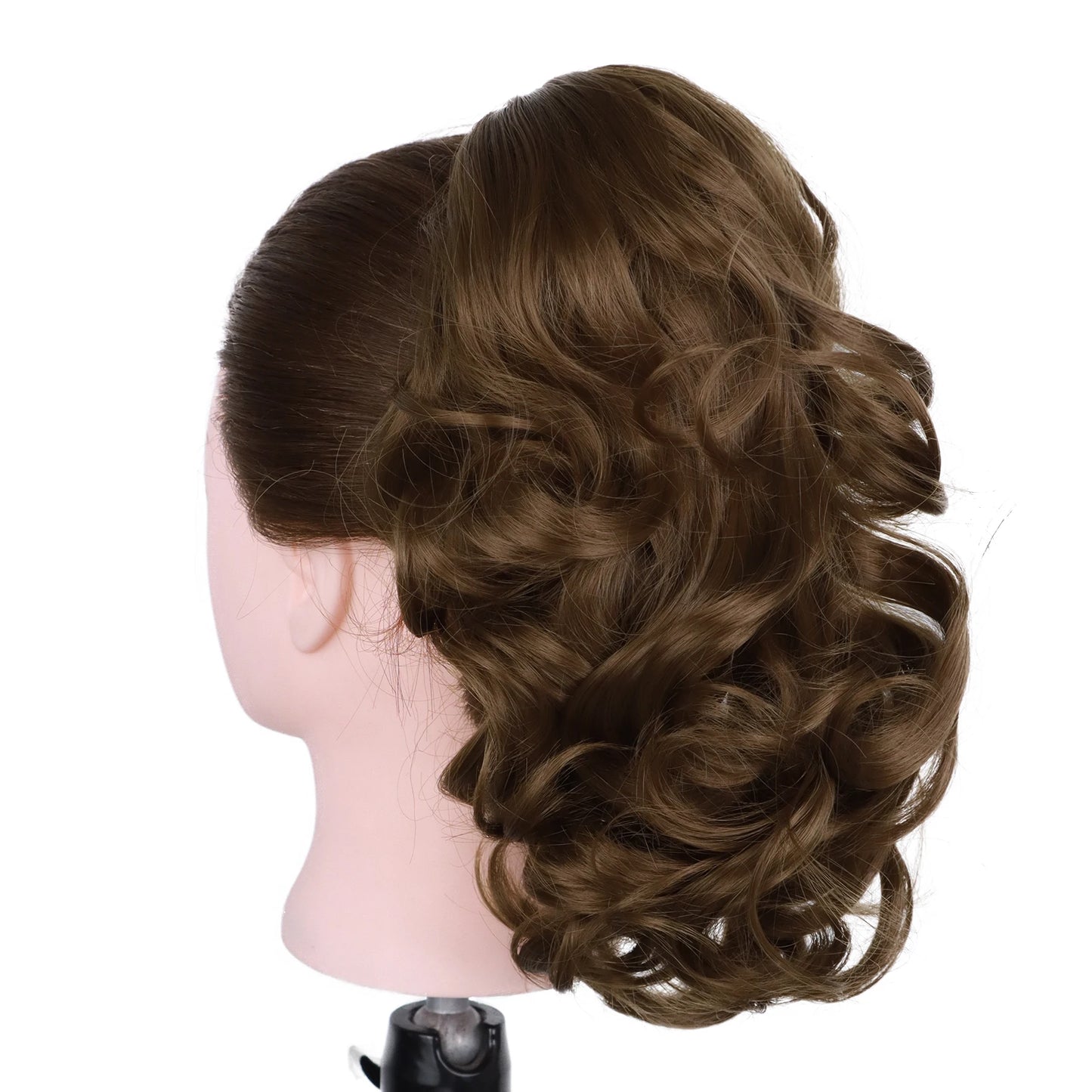 12" Ponytail Extension Classic Loose Curly Wavy Claw Clip Hair Hairpieces for Women Ash Blonde with Highlights Daily Party Use