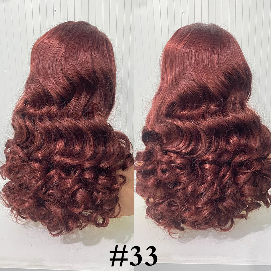 100% Malaysia Hair Bouncy Curly Wigs 250 Density Ombre Double Drawn Hair Glueless Wigs 100% Human Hair 13x4 HD Lace Frontal Wigs