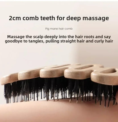 Boar Bristle Hair Comb Hollow Detangling Hair Brush Women Scalp Massage Brush Curly Hairbrush Salon Hairdressing Styling Tools