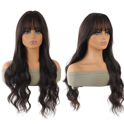 Synthetic wig linen long straight hair with bangs long curly hair ponytail extensions dirty braids Halloween Christmas gifts