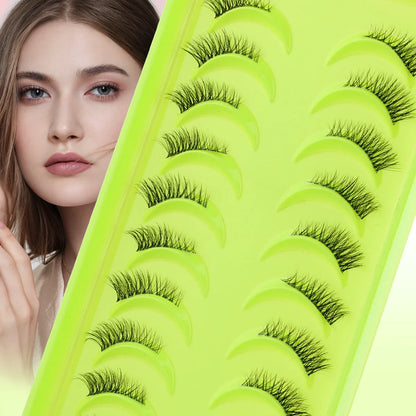 3D Mink Lashes 3/10 Pairs Cat Eye Half Lashes Natural Long False Eyelashes Strip Makeup Soft Fake Eyelash Extension Make Up Tool