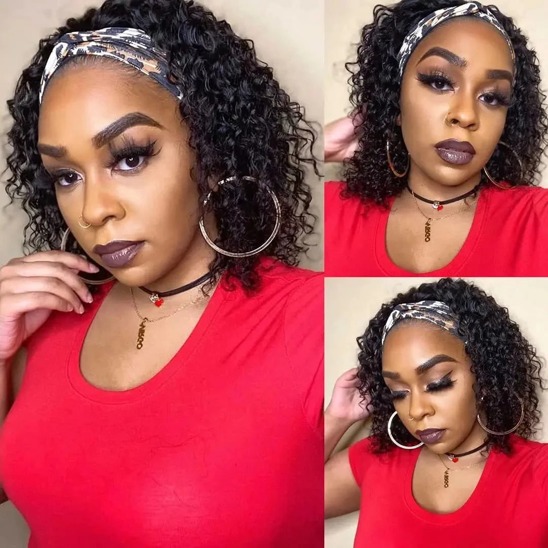 Headband Wig Human Hair Curly Human Hair Wigs For Women Human Hair Short Bob Wig Kinky Curly Human Hair Wigs None Glue Wig