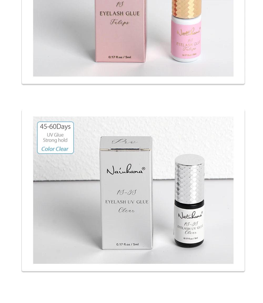 NATUHANA Black/Clear Eyelash Extension Glue 2-3s Fast Dry Sensitive Eye Individual Strong False Lashes Glue Adhesive MakeupTools