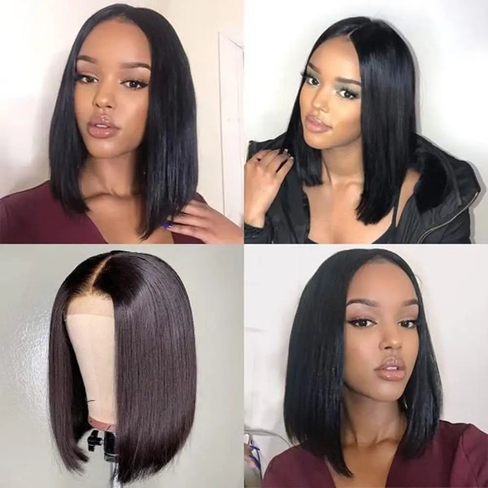 Glueless wigs  T Part Lace Front Wig 13*4 Lace Front Human Hair Wigs For Women  Closure Wigs 180 Density Short Straight Bob Wigs
