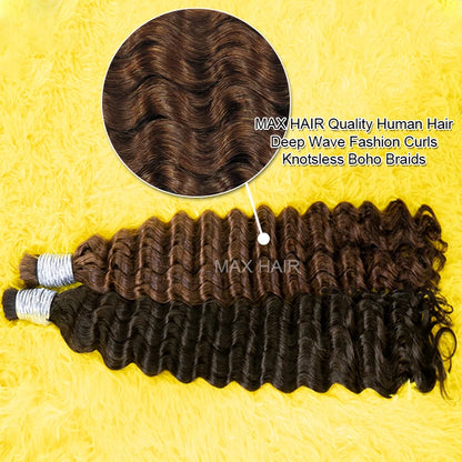 No Weft Vietnamese Human Hair Bulk Deep Wave For Braiding 18-30inches Remy Hair Extensions Virgin  Deep Curly 100% Cabelo humano
