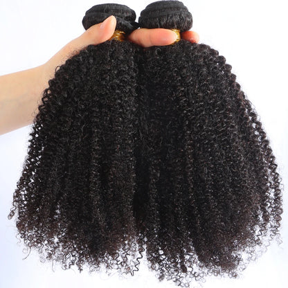 Raw Indian Afro Kinky Curly Human Hair Bundles 4B 4C Natural Virgin Curly 100% Soft Human Hair Weave Bundle Hair Extension Weft