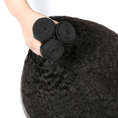 Brazilian Kinky Straight 1/3 Bundles Remy Yaki Straight Bundles Human Hair Extensions Natural Color Human Hair Weave