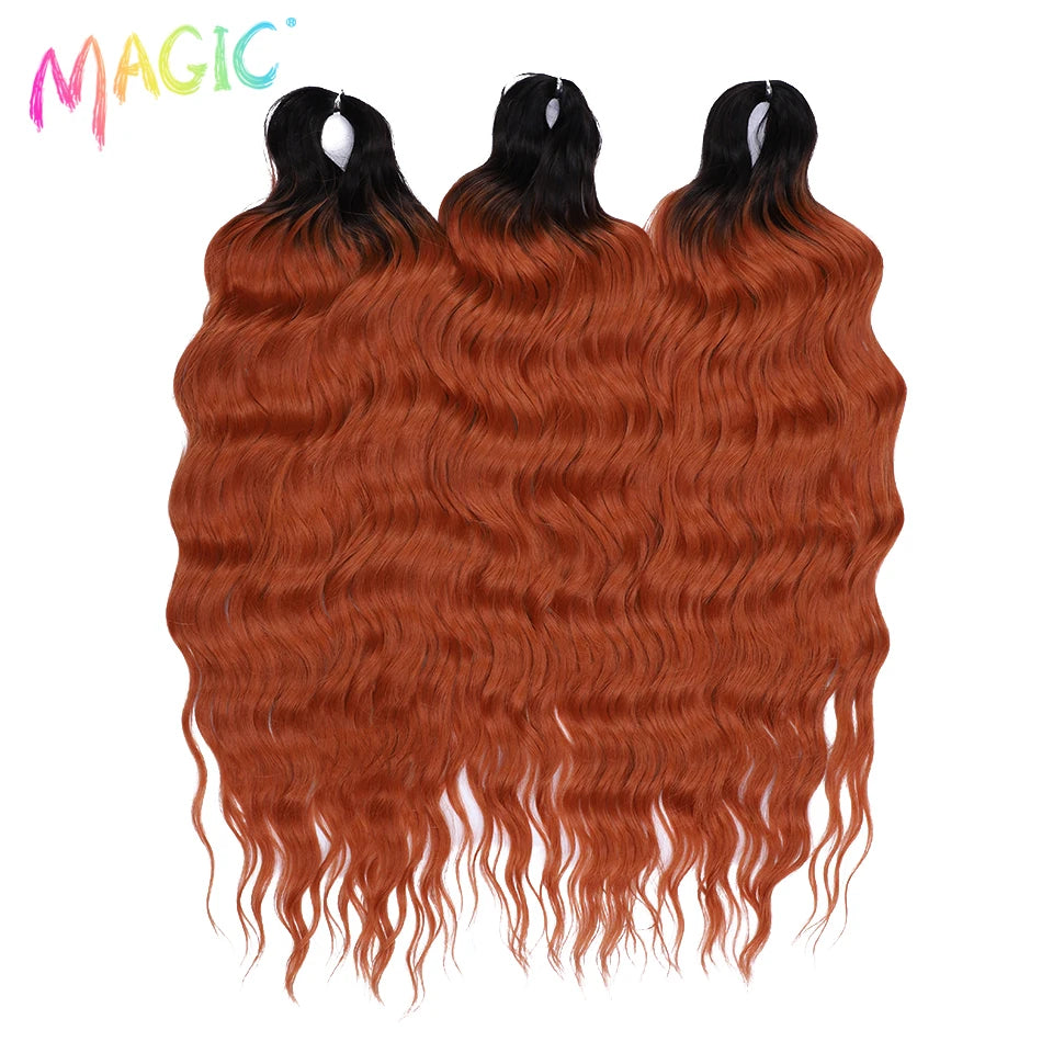 Magic Hair Synthetic Loose Deep Wave Braiding Hair Extensions 24 Inch Water Wave Braid Hair Ombre Blonde Twist Crochet Curly Hai