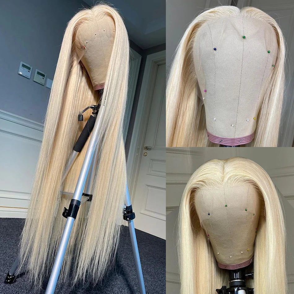13x6 HD Transparent 613 Blonde Lace Frontal Human Hair Wigs Brazilian Straight Lace Front Human Hair Wigs Can Be Dyed Any Color