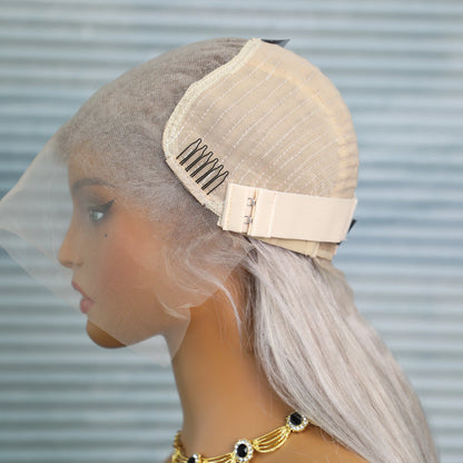 13x6 Straight Lace Front Wig Silver Grey Lace Front Wigs Human Hair Pre Plucked Brazilian Transparent 13x4 Lace Frontal Wig 200%