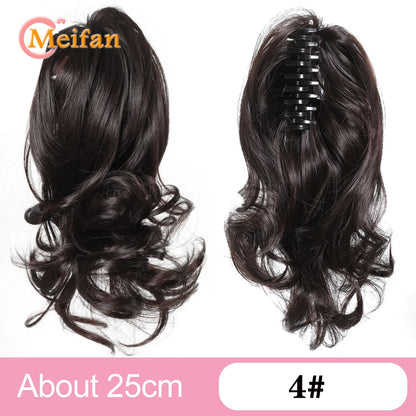 Ponytail Extension Synthetic Long Claw Curly Ponytail Mixed Blonde Clip in Hair Extension Natural Looking Hairpiece for Women