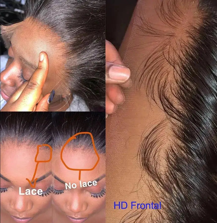 13x4 HD Transparent Lace Frontal 100% Human Hair Pre plucked Bleached Knots Natural Hair Line 4x4 Lace Closure With Baby Hair