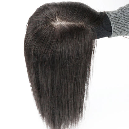 Full Lace Silk Base Wig with PU Front 18" Remy Human Hair Wig for Women Natural Black Silk Top Glueless Wig Natural Scalp